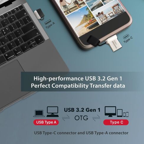 Gigastone Z50 128GB 5-Pack 2-in-1 Dual OTG Flash Drive USB 3.2 Gen 1 ، USB-A و USB-C ، عصا الذاكرة المعدنية ، أداء موثوق به ودائم ، USB 2.0 / USB 3.0 / USB 3.1 واجهة متوافقة in Kuwait