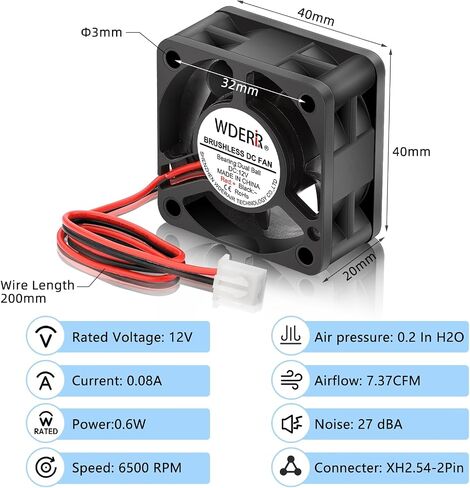 80mm x 25mm 12V Dual Ball Bearing DC Brushless Cooling 2Pin for Amp Case Cooler in Saudi Arabia