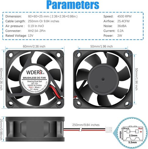 80mm x 25mm 12V Dual Ball Bearing DC Brushless Cooling 2Pin for Amp Case Cooler in Saudi Arabia