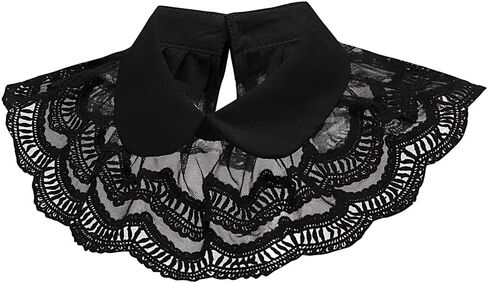 LoudSung False Collar Detachable Half Shirt Blouse Fake Collar Floral Lace Double Layer Cape Shawl Elegant for Women Girls in Saudi Arabia