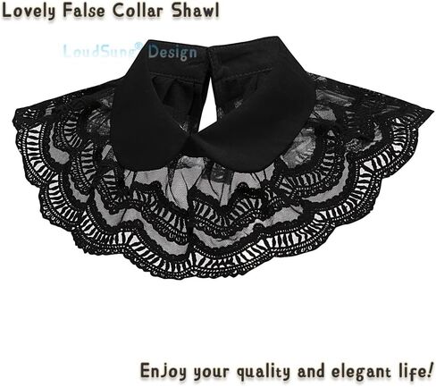LoudSung False Collar Detachable Half Shirt Blouse Fake Collar Floral Lace Double Layer Cape Shawl Elegant for Women Girls in Saudi Arabia