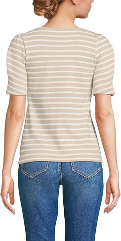 Lands' End Women's Puff Sleeve Mariner Square Neck Top in Saudi Arabia