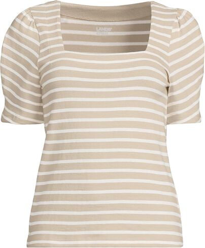 Lands' End Women's Puff Sleeve Mariner Square Neck Top in Saudi Arabia