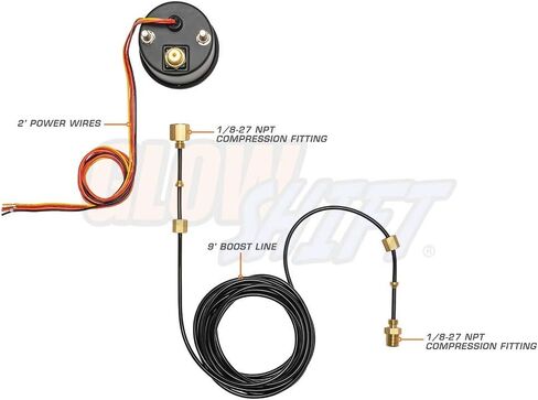 GlowShift Tinted 7 Color 20 PSI Turbo Boost Gauge Kit - Includes Mechanical Hose & Fittings - Black Dial - Smoked Lens - for Car & Truck - 2-1/16" 52mm in Saudi Arabia
