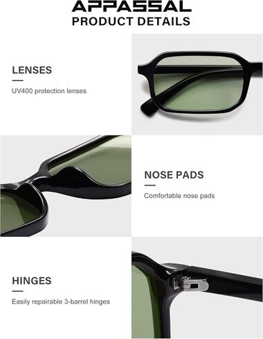 Retro Narrow Rectangle Sunglasses Womens Mens 90s Skinny Sunnies Vintage Thin Frame AP3740 in Kuwait