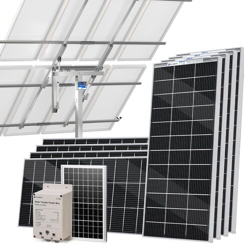 ECO-WORTHY 1600W Solar Tracker System: 8pcs Bifacial 195W Monocrystalline Solar Panels, Expanded Version Dual-Axis Solar Tracking Kit with Power Box and Controller for Shed Farm Yard in Kuwait