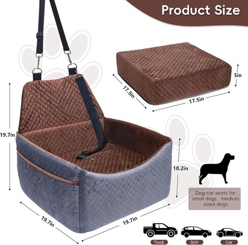 Dog Car Seat, Dog Car Seats for Small Medium Sized Dogs, Washable Dog Booster Car Seat with Storage Pockets, Dog Seat Belt, Ultra Comfortable Dog Bed for Pet Car Travel, Pet Car Seat in Saudi Arabia