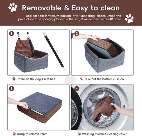 Dog Car Seat, Dog Car Seats for Small Medium Sized Dogs, Washable Dog Booster Car Seat with Storage Pockets, Dog Seat Belt, Ultra Comfortable Dog Bed for Pet Car Travel, Pet Car Seat in Saudi Arabia