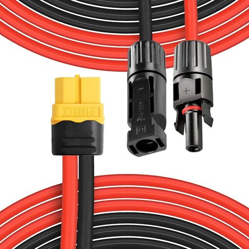 XT60 Charge Extension Cable 20Ft 12AWG or 2/6/10/20/25/35/50/100Ft 4mm²/12AWG Solar Connector to XT60 Cable for Portable Power Station, LiFePO4 Battery, RV and Solar Generator in Kuwait