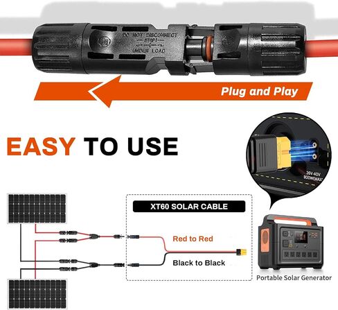 XT60 Charge Extension Cable 20Ft 12AWG or 2/6/10/20/25/35/50/100Ft 4mm²/12AWG Solar Connector to XT60 Cable for Portable Power Station, LiFePO4 Battery, RV and Solar Generator in Kuwait