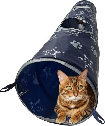 NFL Las Vegas Raiders Cat Tunnel Tube Toy with Plush Football Catnip and Feathers Collapsible Tunnel for Cats to Play, Peek and Hide, Sporty & Fun Cat Tunnel Toy with Team Logo All-Over Design! in Saudi Arabia