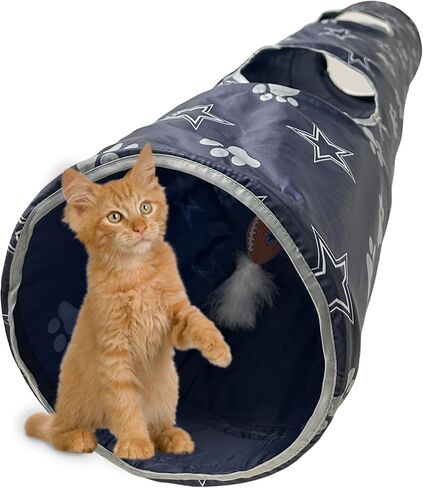 NFL Las Vegas Raiders Cat Tunnel Tube Toy with Plush Football Catnip and Feathers Collapsible Tunnel for Cats to Play, Peek and Hide, Sporty & Fun Cat Tunnel Toy with Team Logo All-Over Design! in Saudi Arabia