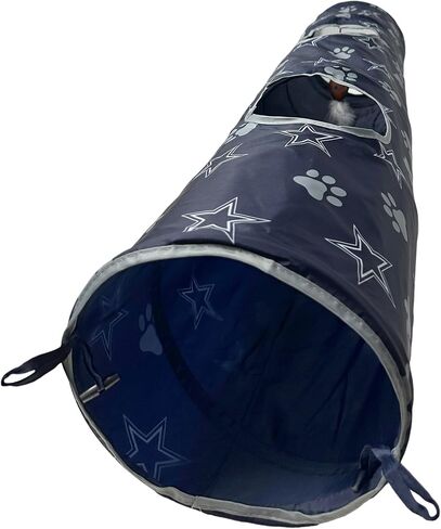 NFL Las Vegas Raiders Cat Tunnel Tube Toy with Plush Football Catnip and Feathers Collapsible Tunnel for Cats to Play, Peek and Hide, Sporty & Fun Cat Tunnel Toy with Team Logo All-Over Design! in Saudi Arabia