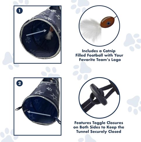 NFL Las Vegas Raiders Cat Tunnel Tube Toy with Plush Football Catnip and Feathers Collapsible Tunnel for Cats to Play, Peek and Hide, Sporty & Fun Cat Tunnel Toy with Team Logo All-Over Design! in Saudi Arabia
