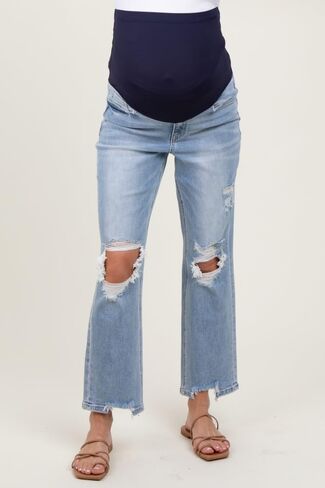 Pinkblush Light Cutout Detout Gaternity Strain Sever Canle Jeans in Kuwait