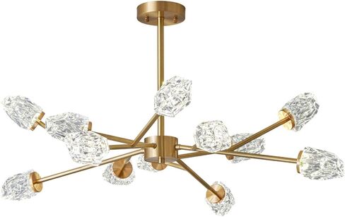 Modern, V-intage Brass Sputnik Chandelier Crystal Ball Semi Flush Mount Ceiling Light Fixtures Metal Chandeliers 12 in Saudi Arabia