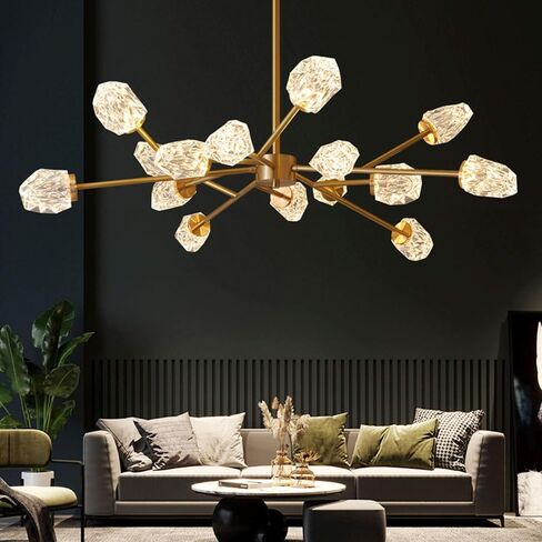 Modern, V-intage Brass Sputnik Chandelier Crystal Ball Semi Flush Mount Ceiling Light Fixtures Metal Chandeliers 12 in Saudi Arabia
