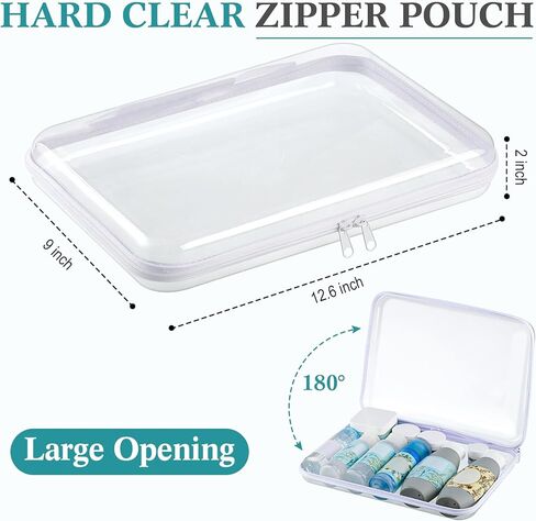 Sanwuta 4 Pcs Clear Hardshell Zipper Case with Handle Hard Plastic Pouches Toy Storage Bins Transparent Cases for Snacks, Cosmetic, Building Blocks, Puzzles(9.8 x 7.9 x 2 Inches) in Kuwait
