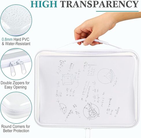 Sanwuta 4 Pcs Clear Hardshell Zipper Case with Handle Hard Plastic Pouches Toy Storage Bins Transparent Cases for Snacks, Cosmetic, Building Blocks, Puzzles(9.8 x 7.9 x 2 Inches) in Kuwait