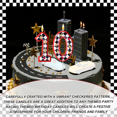 Racing Themed Birthday Candle, Premium Red Black and White Checkered Number Candle Suitable for Baby Shower Birthday Racing Themed Party Decoration (Number 4) in Saudi Arabia