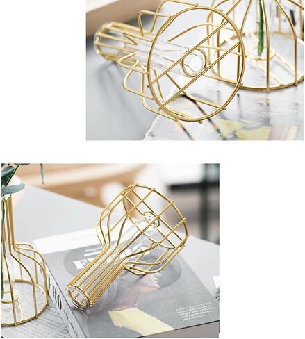 مزهريات نبات سطح المكتب مع زهرة الزجاج الزجاجية أنبوب اختبار مع حامل محطة للمعادن الذهب in Kuwait