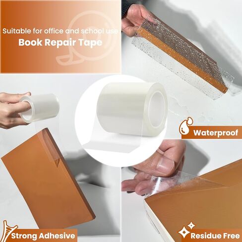 3 Rolls Clear Book Tape with Strong Adhesive, Book Repair Tape Waterproof for Libraries,Old Books, Broken Pages (2 Inch x 16.5 Feet Per Roll) in Saudi Arabia