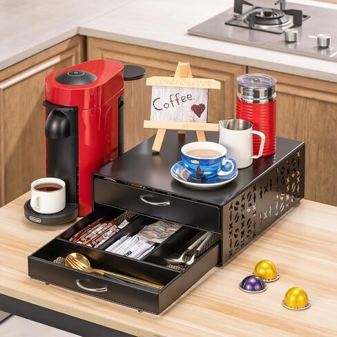 Flagship Vertuo Pod Holder Coffee Storage for Nespresso Organizer - Large Capacity 2 Tier Drawer Fits All Size Vertuo Pods in Kuwait