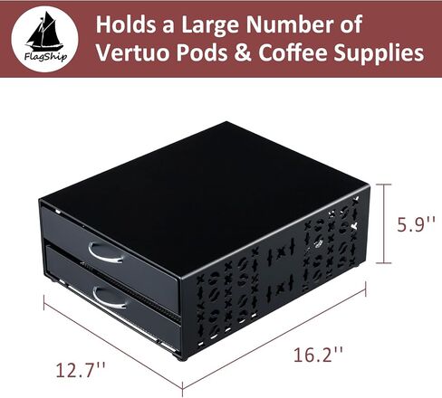 Flagship Vertuo Pod Holder Coffee Storage for Nespresso Organizer - Large Capacity 2 Tier Drawer Fits All Size Vertuo Pods in Kuwait