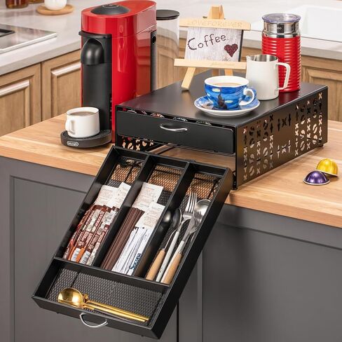 Flagship Vertuo Pod Holder Coffee Storage for Nespresso Organizer - Large Capacity 2 Tier Drawer Fits All Size Vertuo Pods in Kuwait