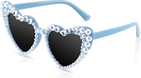 Flutesan Blue Bride Sunglasses Bachelorette Party Heart Sunnies Bride لتكون هدايا لطيفة من نظارات القلب اللؤلؤة لملحقات حفلات العازبة الحفلات. in Saudi Arabia