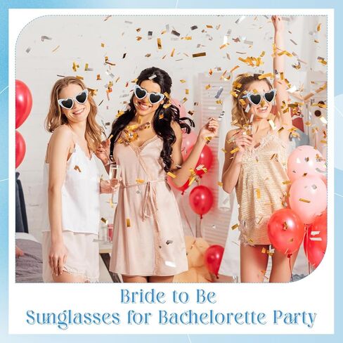 Flutesan Blue Bride Sunglasses Bachelorette Party Heart Sunnies Bride لتكون هدايا لطيفة من نظارات القلب اللؤلؤة لملحقات حفلات العازبة الحفلات. in Saudi Arabia