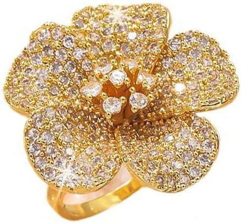 Cubic Zirconia Flower Wrap Finger Bands Bohemian Floral Statement Adjustable Open Band Rings Chunky Engagement Promise Rings Jewelry for Women in Saudi Arabia