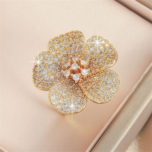 Cubic Zirconia Flower Wrap Finger Bands Bohemian Floral Statement Adjustable Open Band Rings Chunky Engagement Promise Rings Jewelry for Women in Saudi Arabia