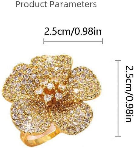 Cubic Zirconia Flower Wrap Finger Bands Bohemian Floral Statement Adjustable Open Band Rings Chunky Engagement Promise Rings Jewelry for Women in Saudi Arabia