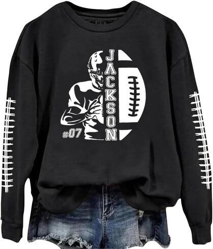 Godashop Personalized Football Shirts for Women, Football Number Shirt, Football Mom Shirt, Gift for Football Lover in Saudi Arabia