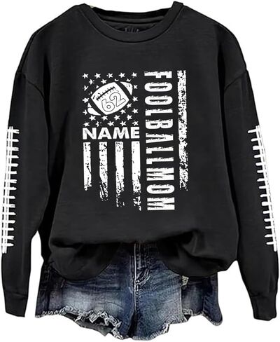 Godashop Personalized Football Shirts for Women, Football Number Shirt, Football Mom Shirt, Gift for Football Lover in Saudi Arabia