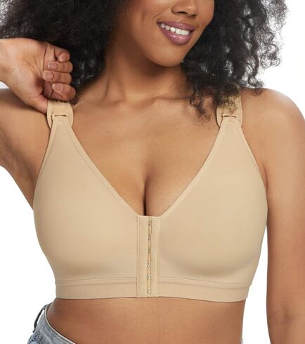 Lemorosy Women's Post-Surgery Posture Corrector Racerback Postoperative Bra -Front Closure Adjustable Straps Wirefree Support in Kuwait