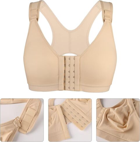 Lemorosy Women's Post-Surgery Posture Corrector Racerback Postoperative Bra -Front Closure Adjustable Straps Wirefree Support in Kuwait