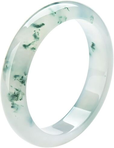 Jade Bangle Bracelet for Women, Burmese Emerald Old-pit Orchid with Floating Green Design, Nice for a Female Friend's Birthday Gift in Saudi Arabia
