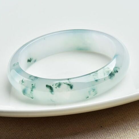 Jade Bangle Bracelet for Women, Burmese Emerald Old-pit Orchid with Floating Green Design, Nice for a Female Friend's Birthday Gift in Saudi Arabia