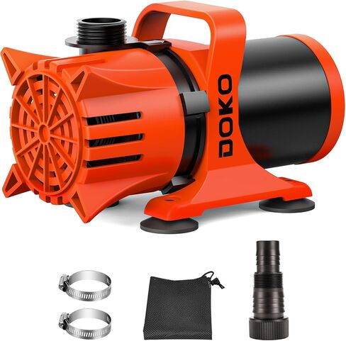 1800GPH Submersible Water Pump, 180° Ajustable Pond Pump with 20FT Power Cord 100W Ultra Quiet Aquarium Pump for Pond, Fountain, Waterfall, Fish Tank, Hydroponic, Statuary, Orange Black in Kuwait