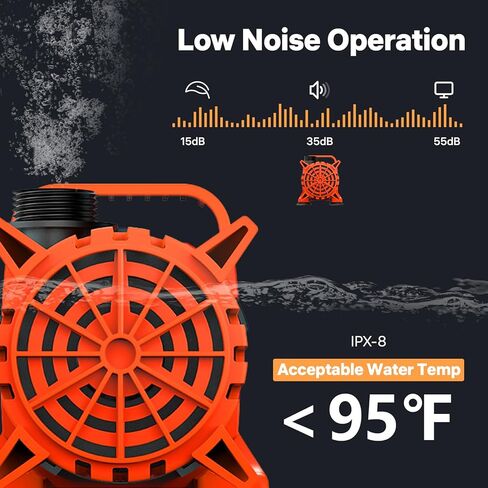 1800GPH Submersible Water Pump, 180° Ajustable Pond Pump with 20FT Power Cord 100W Ultra Quiet Aquarium Pump for Pond, Fountain, Waterfall, Fish Tank, Hydroponic, Statuary, Orange Black in Kuwait