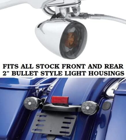 Kustom Cycle Parts American Flag Theamed Smoke Bullet Turn Signal Light Lens Covers Compatible with Harley Davidson Street Glide, Road Glide, Road King, Sportster, Softail (1 Pair) in Saudi Arabia