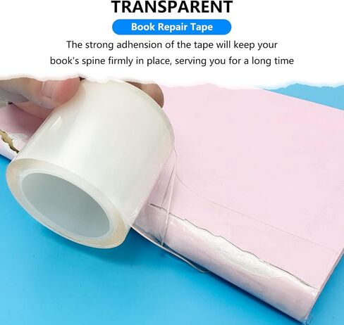 3Inch x 16.5Ft Archival Safe Book Repair Tape. Acrylic Acid Free Strong Adhesive Clear Tape for Textbook Spine, Photo Album, Library Repair Supplies, Removable Book Binding Tape in Kuwait