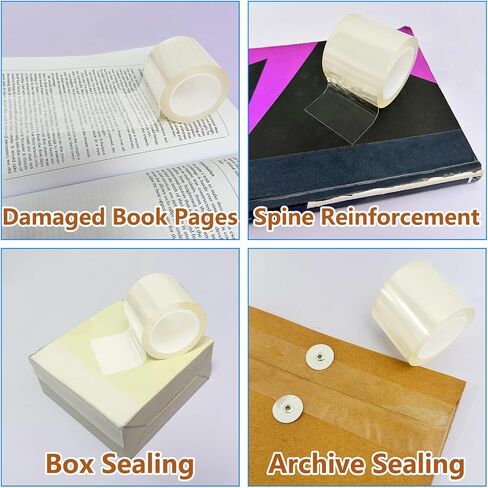 3Inch x 16.5Ft Archival Safe Book Repair Tape. Acrylic Acid Free Strong Adhesive Clear Tape for Textbook Spine, Photo Album, Library Repair Supplies, Removable Book Binding Tape in Kuwait