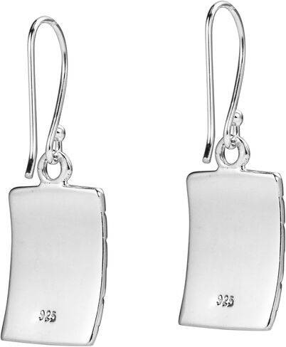 AeraVida Reconstructed Red Coral Greek Key Frame .925 Sterling Silver Dangle Earrings | Greek Key Earrings for Women Silver | Red Rectangle Earrings | Frame Earrings in Saudi Arabia