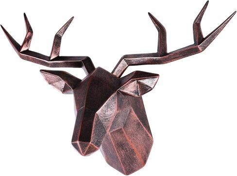 XYQXYQ Copper Deer Head Wall Decor, Faux Resin Animal Head Sculpture, Gold Accent Stag Wall Art, Modern Antler Wall Hanging, Decorative Deer Head for Living Room, Bedroom, or Office (Silvery) in Saudi Arabia