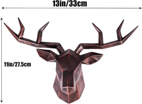 XYQXYQ Copper Deer Head Wall Decor, Faux Resin Animal Head Sculpture, Gold Accent Stag Wall Art, Modern Antler Wall Hanging, Decorative Deer Head for Living Room, Bedroom, or Office (Silvery) in Saudi Arabia