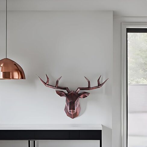 XYQXYQ Copper Deer Head Wall Decor, Faux Resin Animal Head Sculpture, Gold Accent Stag Wall Art, Modern Antler Wall Hanging, Decorative Deer Head for Living Room, Bedroom, or Office (Silvery) in Saudi Arabia