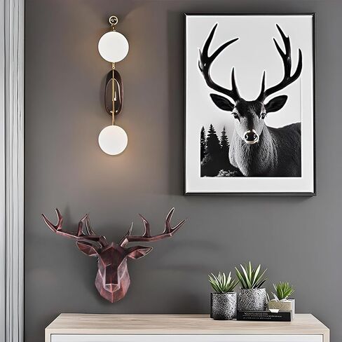 XYQXYQ Copper Deer Head Wall Decor, Faux Resin Animal Head Sculpture, Gold Accent Stag Wall Art, Modern Antler Wall Hanging, Decorative Deer Head for Living Room, Bedroom, or Office (Silvery) in Saudi Arabia